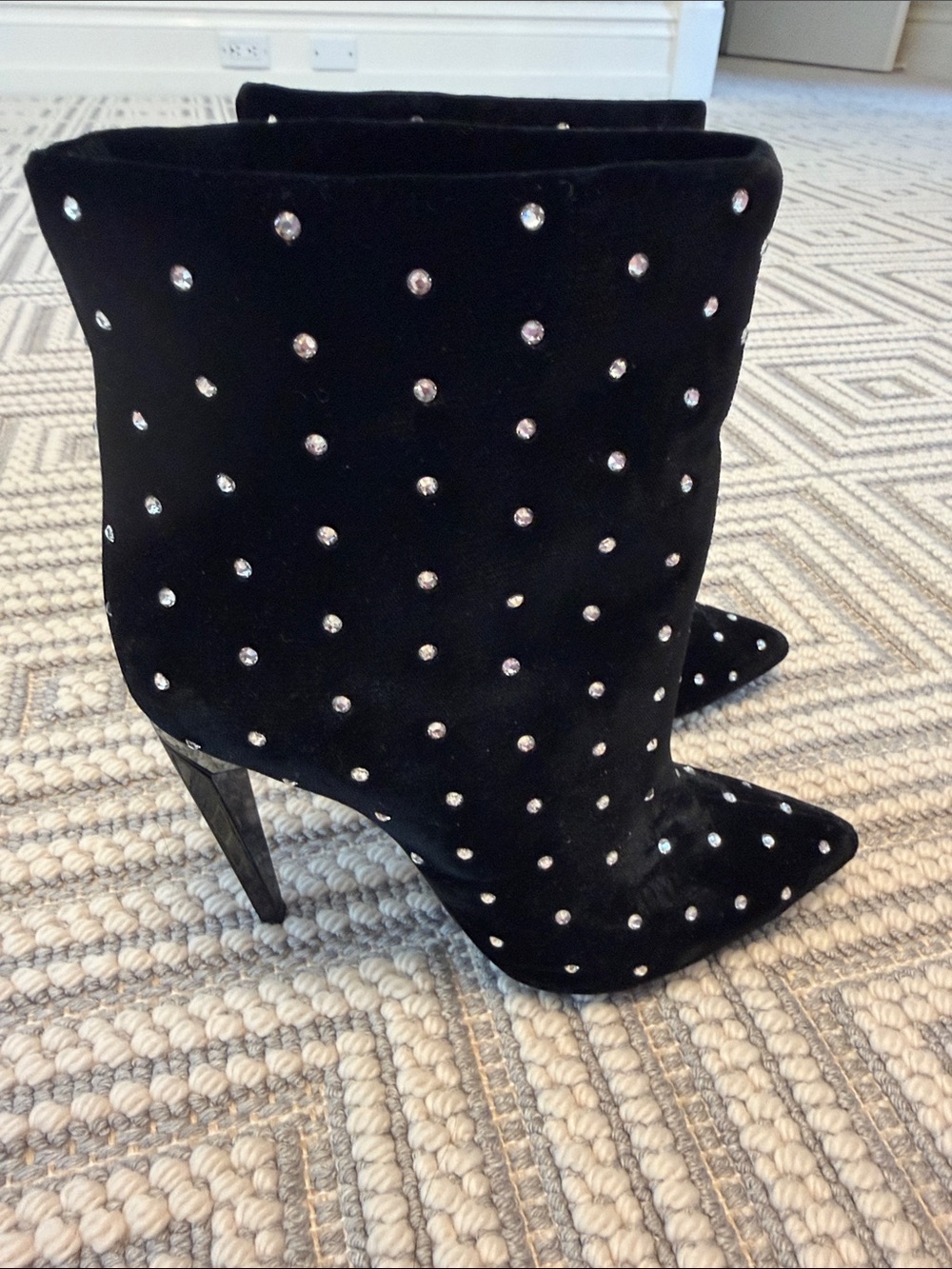 Saint Laurent Studded Velvet Boots Size 35.5